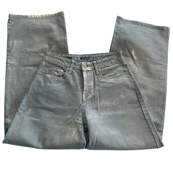 Wild Fable Metallic Silver High-Rise Wide Leg Jeans – Size 6/28 - Picture 2 of 9